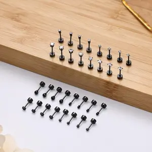 ZELORES 16 Pairs Tiny Ball CZ Stud Earrings for Women & Men, Surgical Steel Flat Back Earrings 2/3mm, Hypoallergenic Cartilage Tragus Helix Piercing Earrings, Daily & Outdoor Wear, Christmas Gift