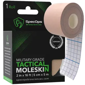 SpecOps Biosciences Hiking and Running Thin Moleskin for Blisters and Feet. World Champion 2023 DEKA Fit & Spartan Elite Ultra Champion's Choice. 408 Sq in of Super Adhesive Mole Skin Tape.