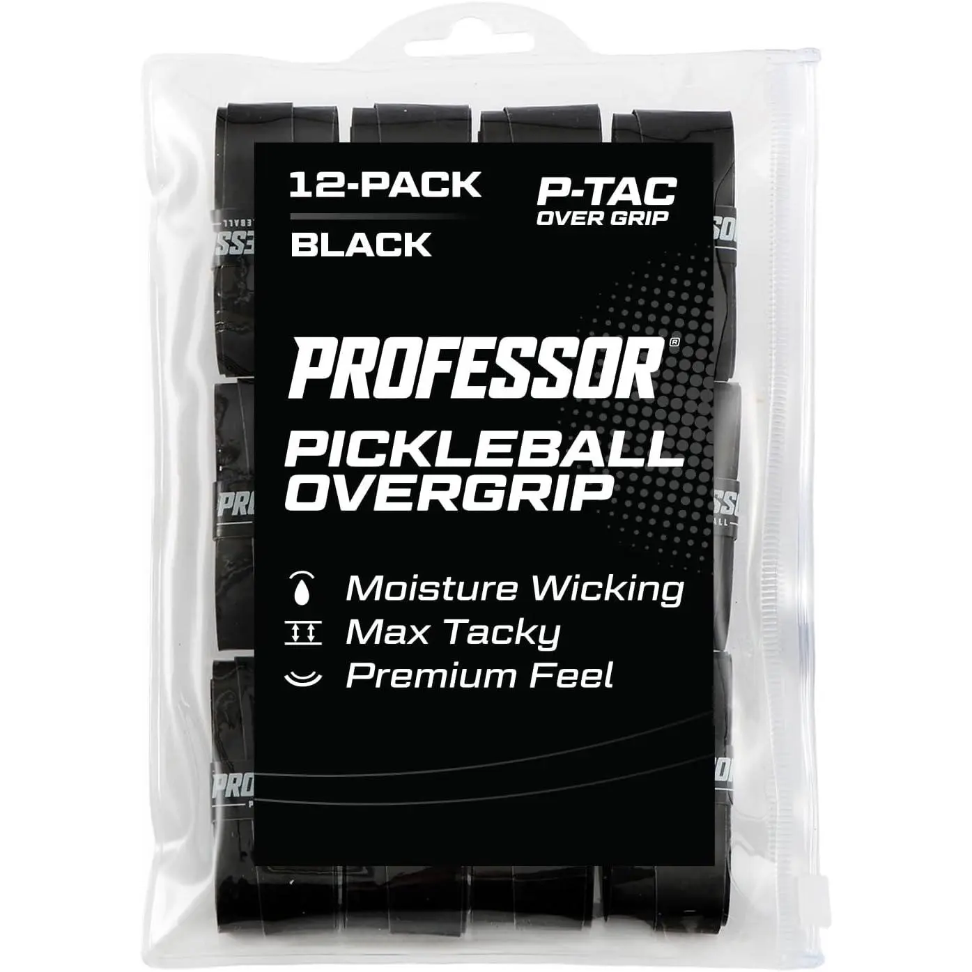 Professor P-Tac Pickleball Paddle Overgrip – Max Tacky, Moisture-Wicking Grip Tape for Pickleball Paddles in 6 & 12 Packs, Anti-Slip & Durable Overgrip for Control & Enhanced Performance Professor Pickleball