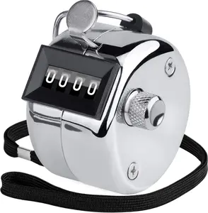 KTRIO Metal Handheld Tally Counter, 4-Digit Number Clicker Counter, Hand Mechanical Pitch Counters for Coaching, Knitting, People, Lap, Fishing, Golf and Row