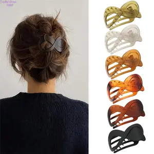 Women’s 6Pcs French 8-Shape Flat Claw Barrettes, Elegant Slim Lightweight Hair Clips with Strong Nonslip Grip, for Thin & Thick Hair, Casual Daily Hairstyling Fashion Accessories