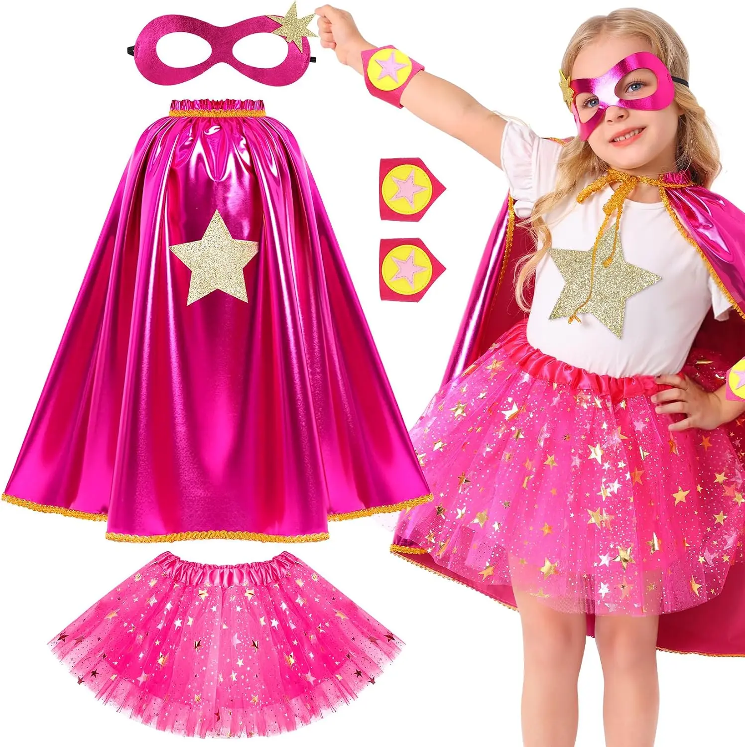 Superhero Capes Costume for Kids, Toddler Super Hero Capes Dress up, Halloween Cosplay for 3 4 5 6 7 8 Year Old Girls GiftsGift.