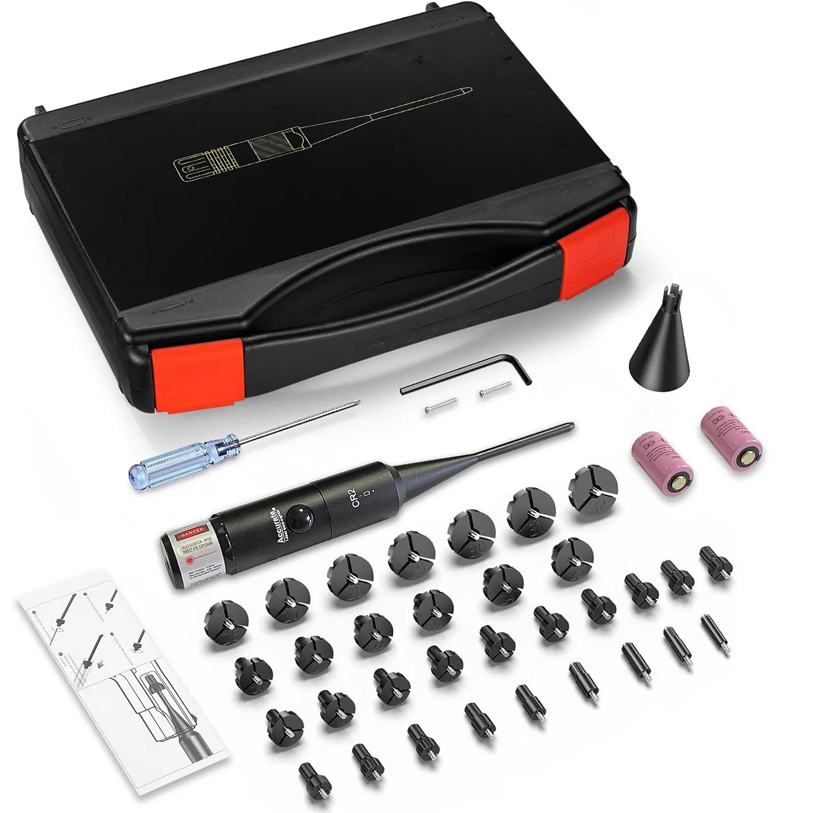 Professional Laser Calibration Kit - Red/Green Dual for O·I7 to I2·G·a Includes 32 Adapters & Mounting Tools Metal Detector Pinpointer Rubber