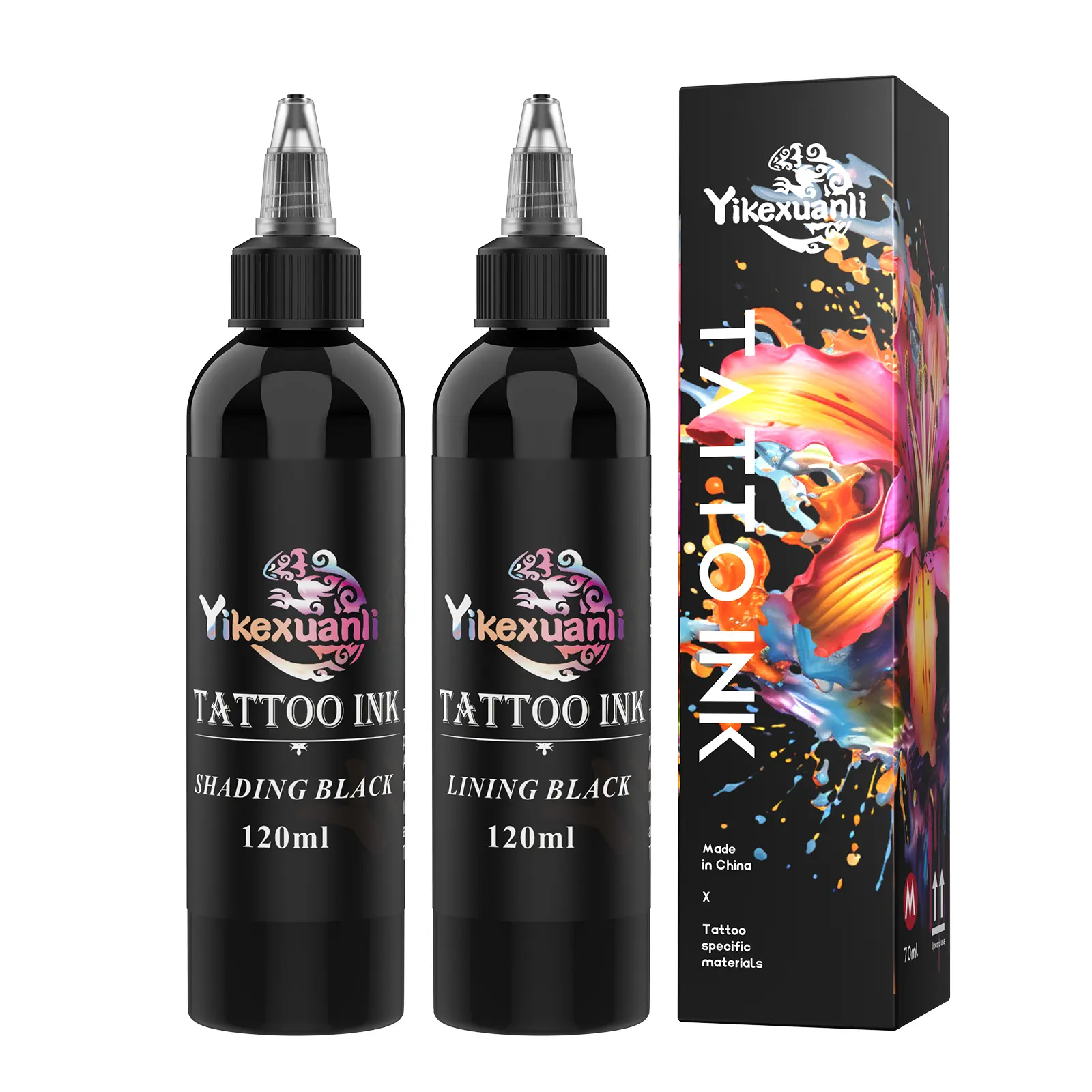 Tattoo Ink Yikexuanli TATTOO 4oz(120ml) Professional Black Tattoo Ink for Outlining Shading and Blending Premium True Black Triple Tattoo Brite White Tattoo Pigment Concentrated Bright Tattoo Color
