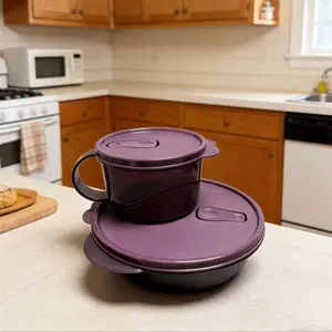 Two-Piece Lunch Box Set, Bento Box with Dividers, Microwave Safe, Heat Resistant Handle, Easy to Clean, Food Grade Material