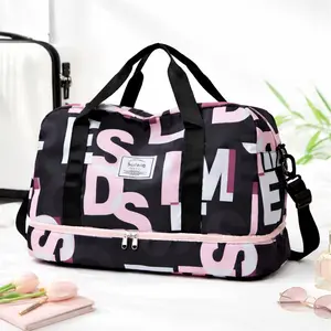 Travel Duffel Bag with Shoe Compartment, Lightweight Large Capacity Nylon Weekender Bag, Carry-On Tote for Gym, Swimming, Yoga, Vacation & Short Trips