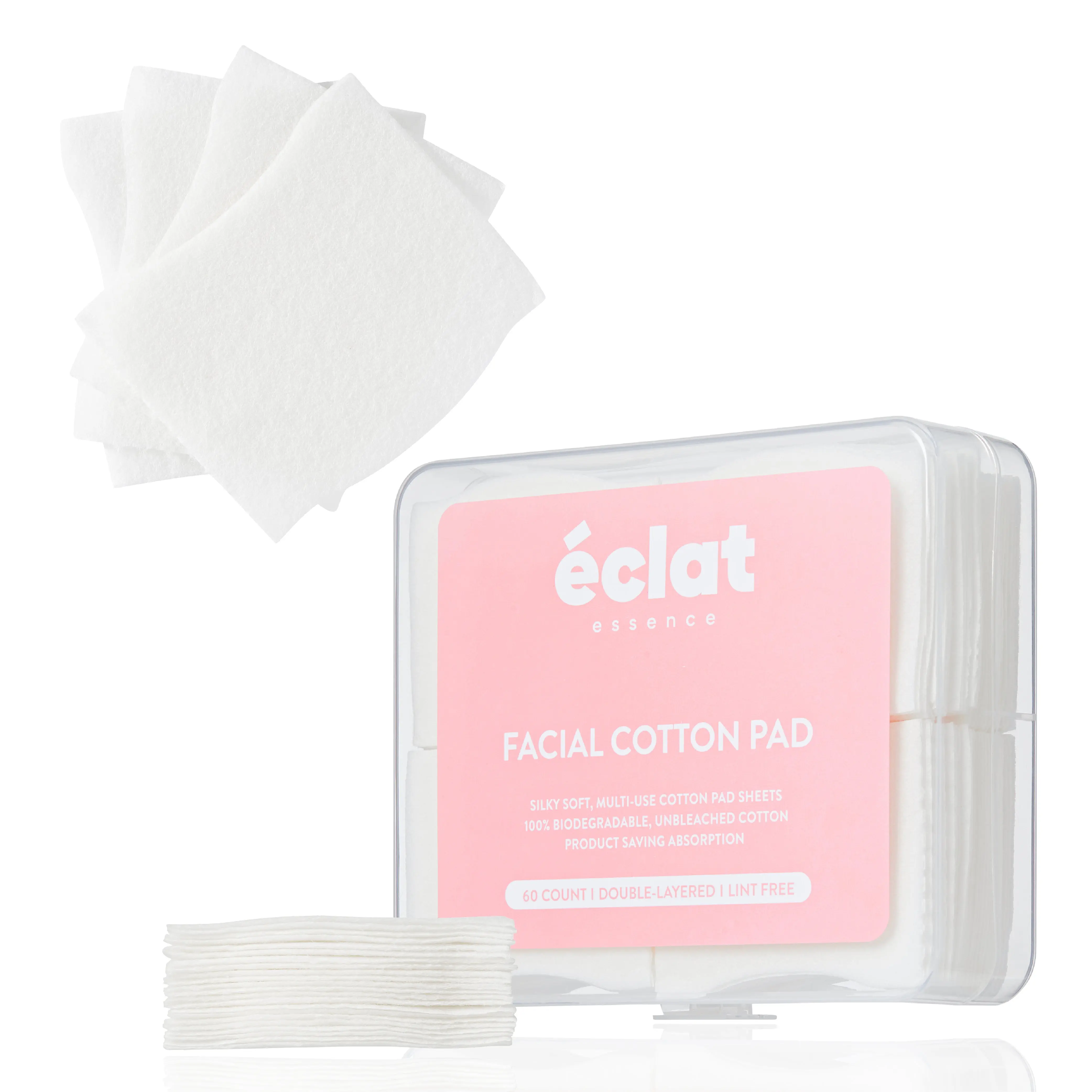 éclat Facial Cotton Pad Sheets – Ultra-Soft, Multi-Use, Unbleached & Biodegradable Cotton for Skincare