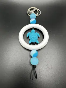Silicone Keychain: Teal Turtle