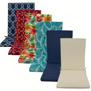 Bohemian High Back Chair Cushion - UV-Resistant, Machine Washable Polyester with Geometric & Floral Patterns, Elastic Ties for Outdoor Furniture