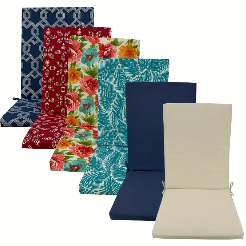 Bohemian High Back Outdoor Furniture Cushion - UV-Resistant, Machine Washable Polyester Cover, Geometric & Floral Printing, Elastic Ties, Removable Washable Cushions, Outdoor Furniture Cushions
