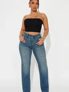 In Sync Stretch Crossover Straight Leg Jeans - Dark Wash