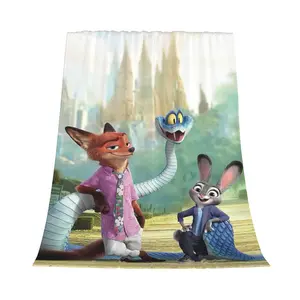 DISNEY CLASSIC Zootopia Blanket, Nick & Judy Soft Flannel Fleece Blanket for Kids Adults, Cartoon Themed Throw Blanket for Bed Couch Sofa, Ideal Gift for Zootopia Fans