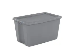 Extra Large 30 Gallon Gray Plastic Storage Bin with Snap-On Lid Durable Container for Home Garage Closet Organization