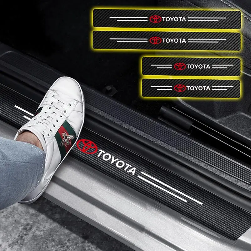 4PCS Car Door Sill Protective Films Stickers For Toyota Corolla Yaris Camry Prius RAV4 CHR Hilux Aygo Avensis Key Accessories