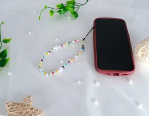 Colorful Crystal Beads Phone Charm Strap Phone Lanyard Pearl Phone Accessory Phone Strap