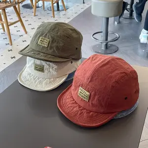 Unisex Quick-Dry Short-Brim Baseball Cap - Mens Hats, Techwear-Inspired Workwear Dad Hat, Breathable Foldable Hip-Hop Cap for Streetwear & Outdoor Camping