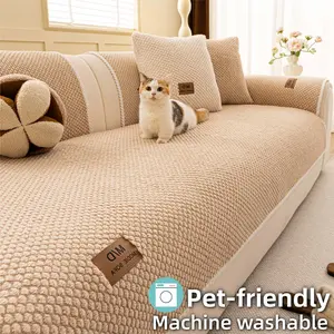 Textured Knit Sofa Cover, Washable Couch Covers, Thick Couch Seat Protector, Non Slip Machine Washable Pet Friendly Sofa Cover, Anti Scratch Furniture Protector for Cats & Dogs, Sectional, Loveseat, 3 Seater Couch