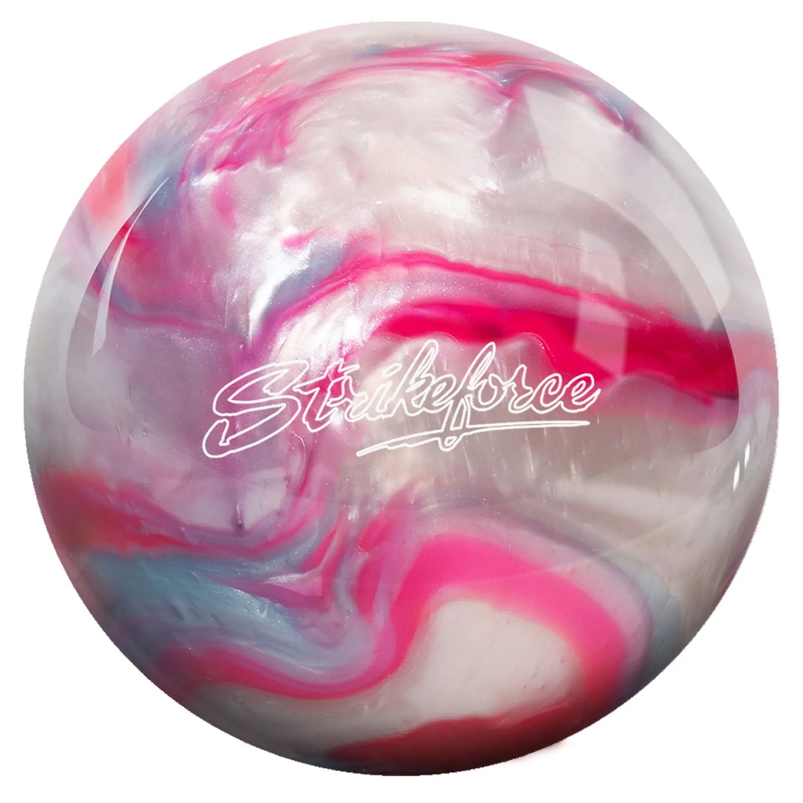 KR Strikeforce Polyester Bowling Ball - USBC Approved, Vibrant Pink/Sky/White, Undrilled, Multiple Weights, for All Skill Levels, Non-Hooking Bowling Balls