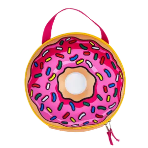 Frosted Donut Lunch Tote - Colorful Donut Design with Pink icing & Ribbon Strap, Ideal for Lunch in a Fun Tote Bag