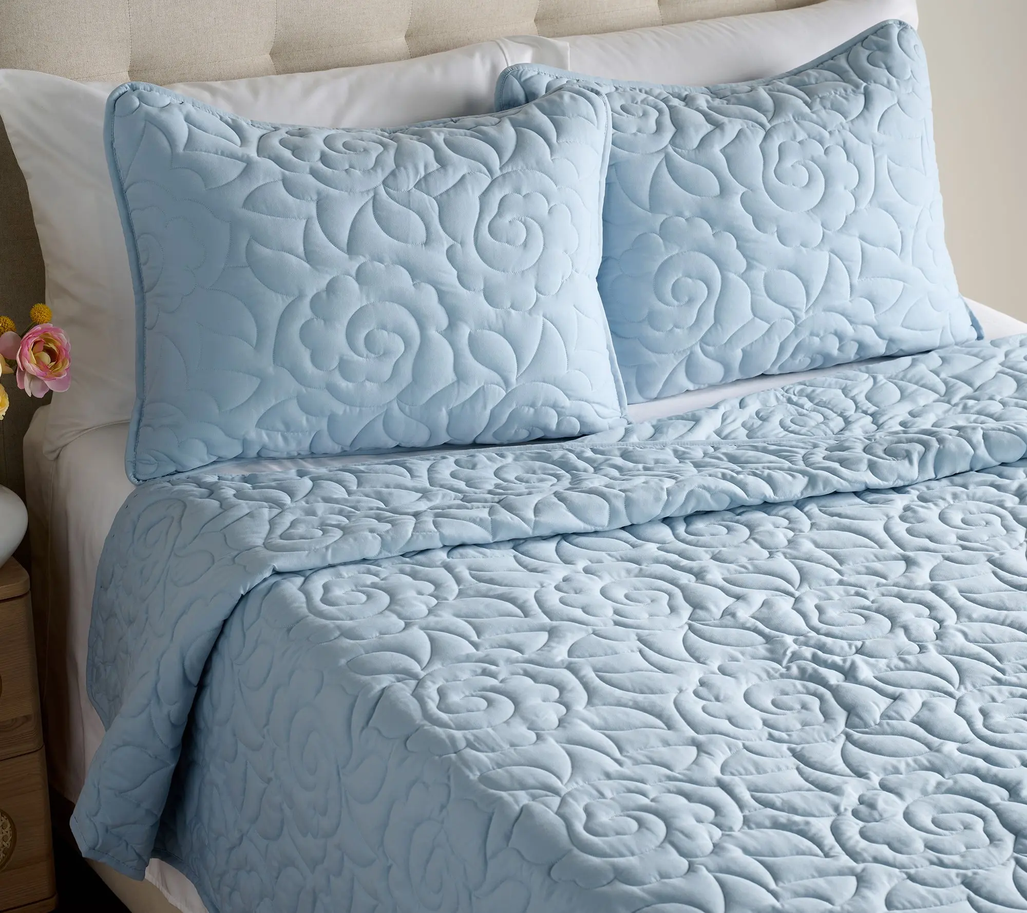 Home Reflections Garment Washed Quilt Set- Twin