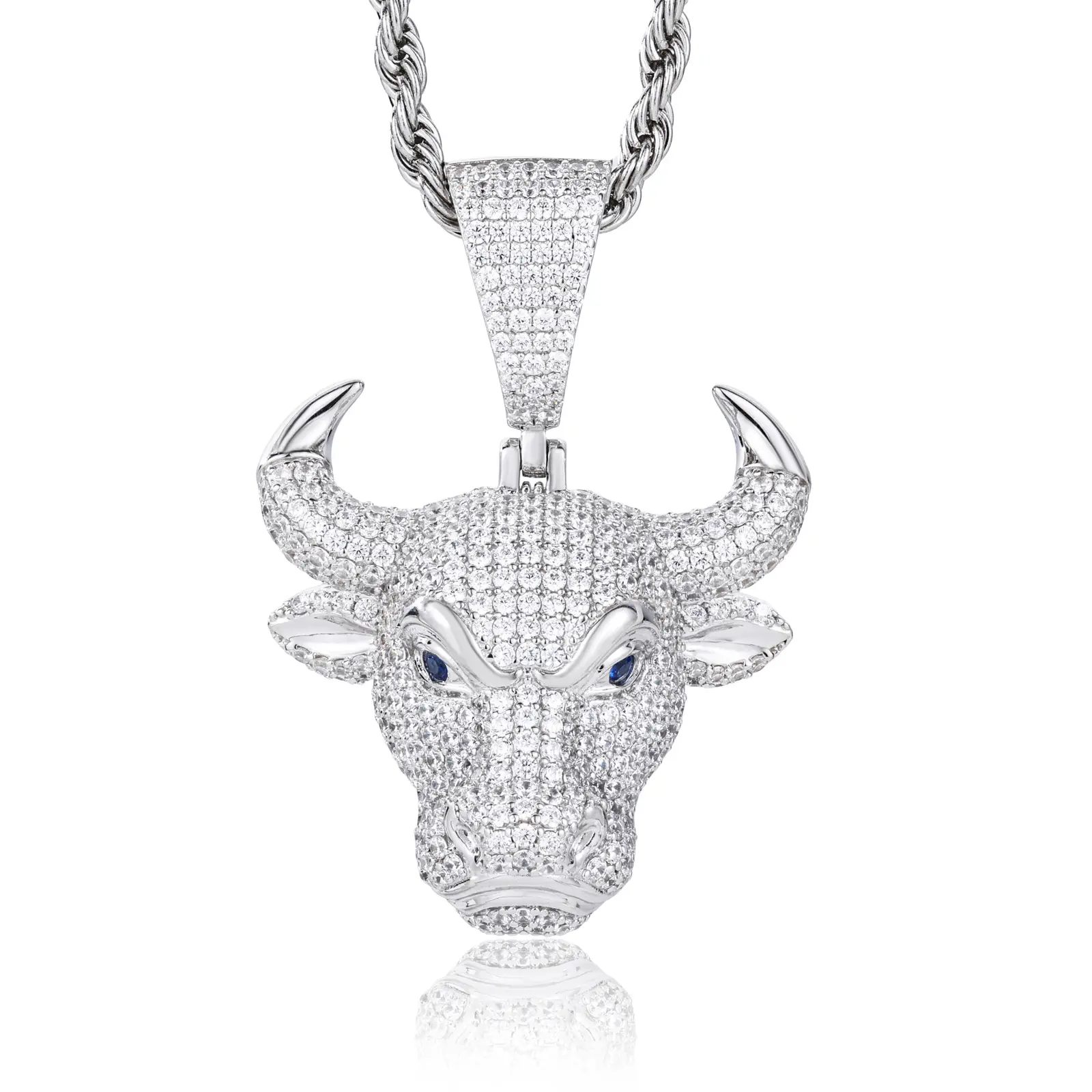 UCCIYO Bull Pendant UCCIYO CMP10 Lab-Created Moissanite Pendant Copper Moissanite Pendant Necklace for Women Men Hip Hop Jewelry Gift summerwins【#CMP10】