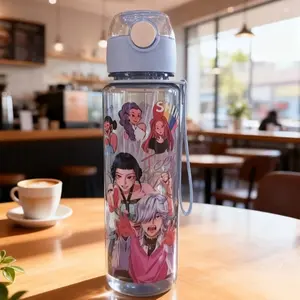 700ML KPop Demon Hunters Gradient Straw Cup (750ml)| Portable for Hiking,– Letter A-Z Girl, Portable High-Capacity | Outdoor Use