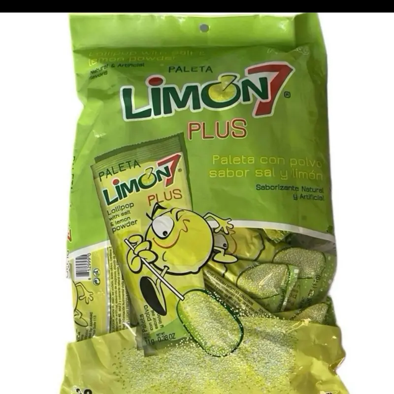 Limon 7 Plus Lollipops - 30-Piece Sugar Candies with Lemon Tangy Flavor, Bulk Party Snacks for Cupboard Storage