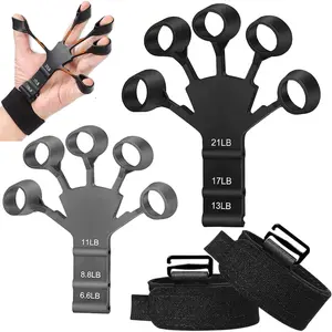 Hand Strengtheners Grip Strength Trainer Finger Strengthener-Hand Strengthener 6 Resistant Level Exerciser-Adjustable Hand for Therapy, Relieve Pain Arthritis(Black, 2PCS)
