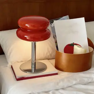 Dreamy Glass Burger Table Lamp, Cream Style, Modern Standing Light, USB Powered, Adjustable Lighting, Bedroom Living Room Desk Office Decor, Round Night Lamps, ////