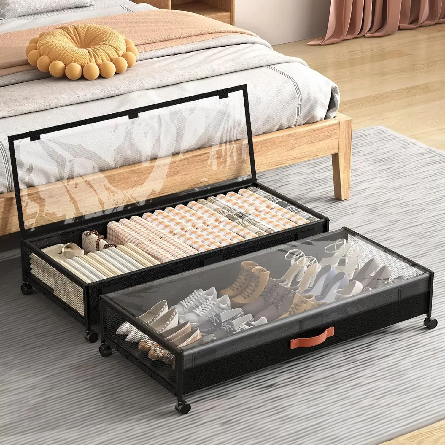TIKTOK best-selling clothing sorting bed bottom storage box with over 100000 units, home dust-proof toy shoe storage bag, bed bottom storage box
