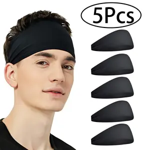 5Pcs Unisex Running Sweatband Headband, Quick-Dry Sports Bandana, Breathable Fitness Accessory, One Size Fits All, Ideal for Gym & Outdoor Activities