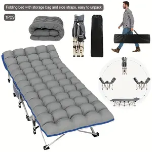 75 Inch Folding Bed Adult Sleeping Bed Outdoor Only Portable Travel Camping Bed With Carrying Bag Mattress & Thickened Pearl Foam Cushion - Adult Folding Bed Camping Bed Portable Folding Outdoor Bed