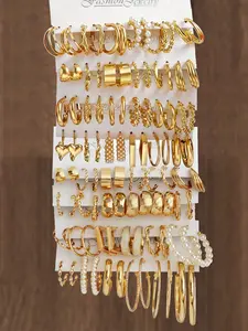 Women's Geometric Hoop Earring Set, Fashion Elegant Design Jewelry Accessory, Perfect Gift for Daily Wear & Special Occasions, Dangle Earrings Set