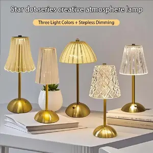 Cordless Rechargeable LED Table Lamp Touch Control Gold Portable Desk Lamp USB-C 3 Color Dimmable Battery Operated Night Light for Bedroom Living Room Dining Room