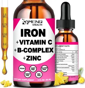 Iron Supplement for Women, Men, and Children – with Vitamin C, Vitamin A, B Complex – Vegan Iron Drops – High-Potency Liquid Iron & Multivitamin Supplement for Anemia