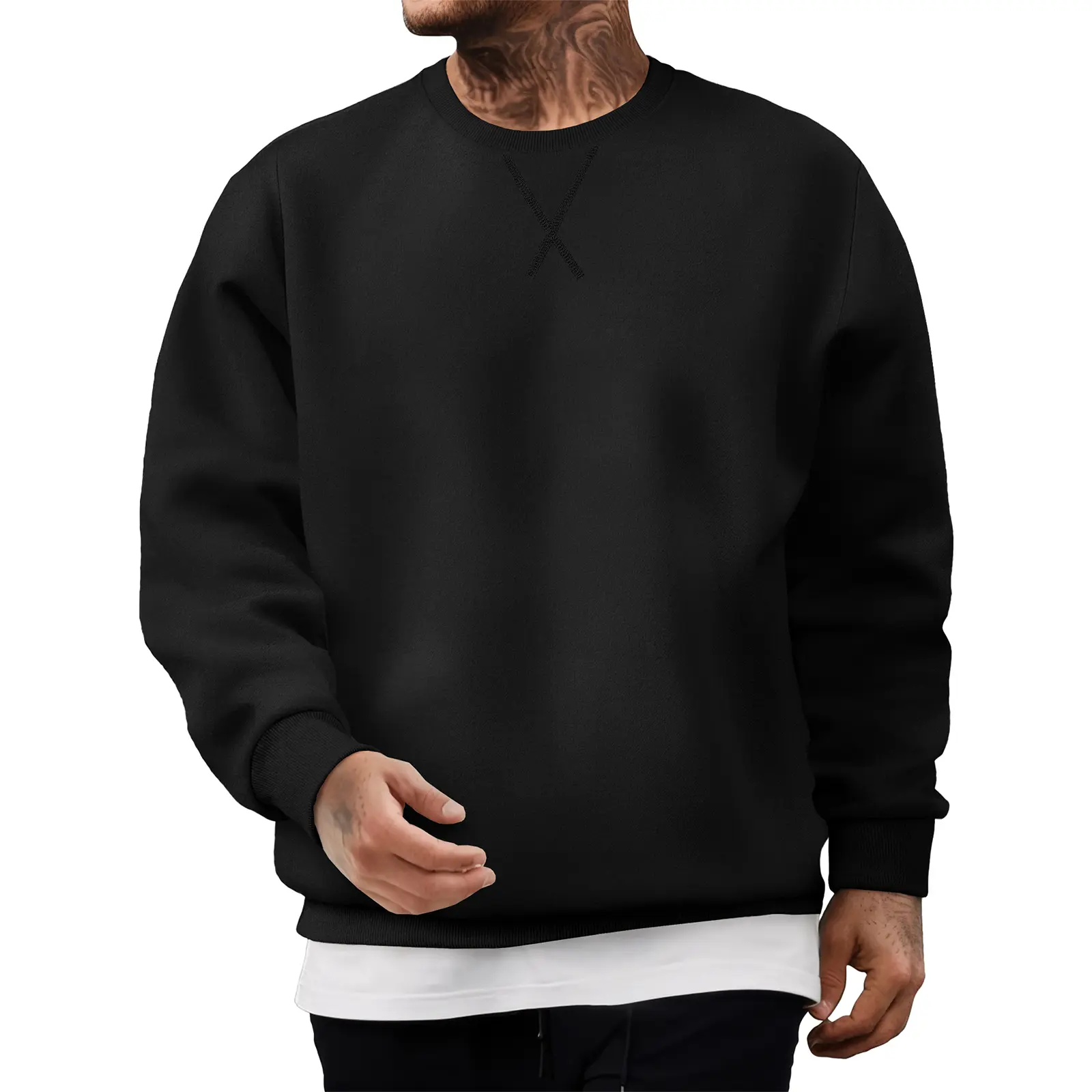 JMIERR Men's Fleece Crewneck Sweatshirt Casual Long Sleeves Cotton Warm Basic Pullover Fashion Shirts