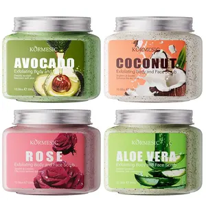 Avocado Aloe Rose Coconut Body Scrub 300g, Deep Cleaning Natural Exfoliant, Gentle Moisturizing, Suitable for All Skin Types, Body Care