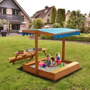 FUNTOK Sandbox with Lid and Folding Table (Sandbox Without Storage Boxes)