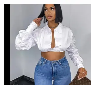 White Button-up Crop Top