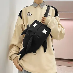 Stylish And Casual Single-Shoulder Backpack That Can Also Be Worn As a Double-Shoulder Bag, Perfect for Couples. This Trendy Shark-Themed Backpack Is Suitable for High School And College Freshmen, Ideal for Travel . SpringStatements