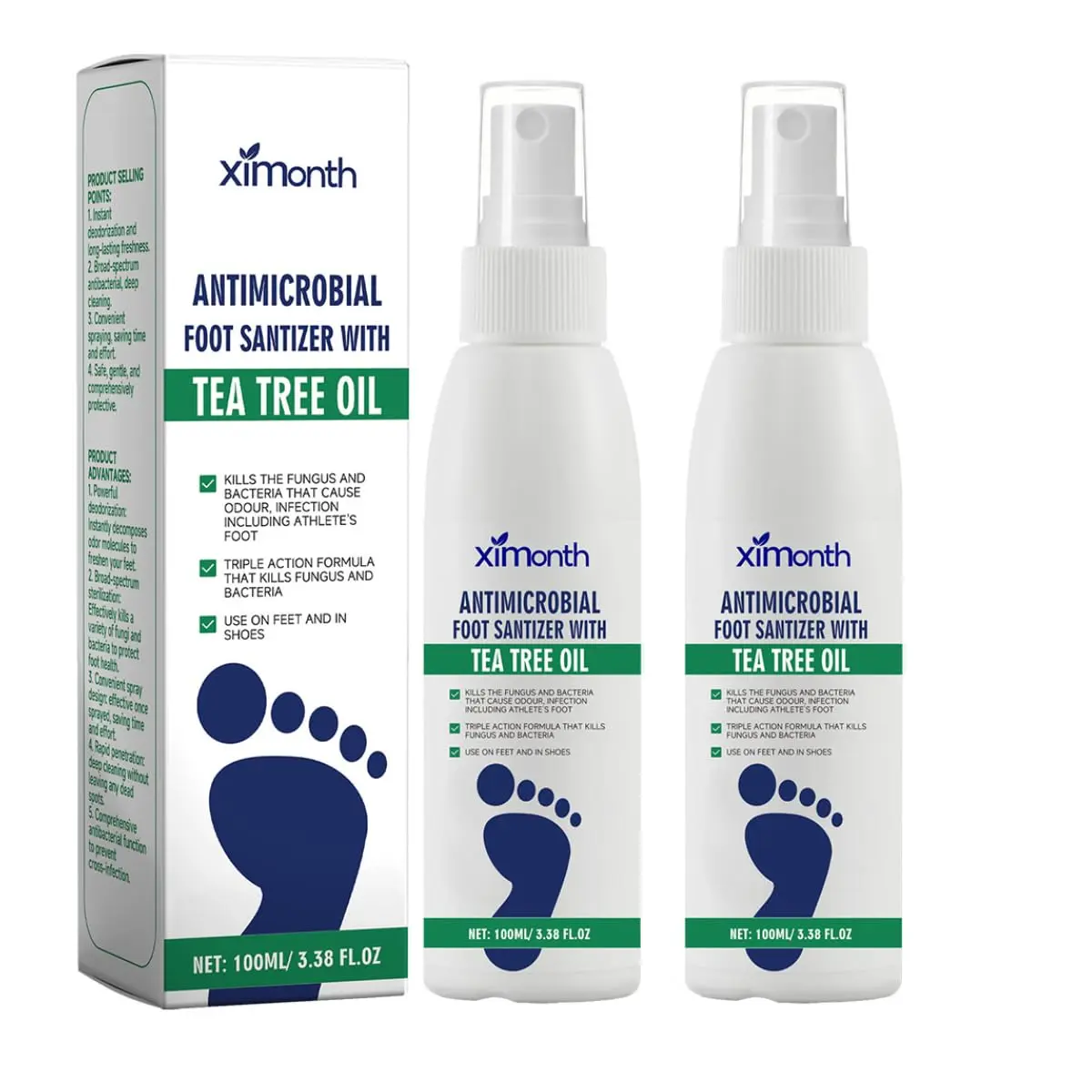 3 PCS Foot Spray with Tea Tree Oil,Tea Tree Oil Feet Spray,Foot & Shoe Freshness,Quick-Drying and Travel-Friendly Oil Foot Sanitizer Spray spray para pies con aceite de arbó té