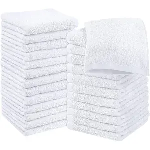 24 Pack Towels Cotton Washcloths Set - 100% Ring Spun Cotton, Premium Quality Flannel Face Cloths, Highly Absorbent and Soft Feel, After Activities