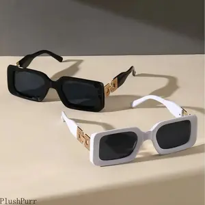 2-pack 2025 Style Square Frame Sunglasses for Women European American Hollow High-end Modern Catwalk Fashion Trends negative glasses Vintage Thin Horn Rimmed Glasses Blue Light Blocking Anti-Eyestrain Glasses Women's Rhinestone Glasses unisex frame glass