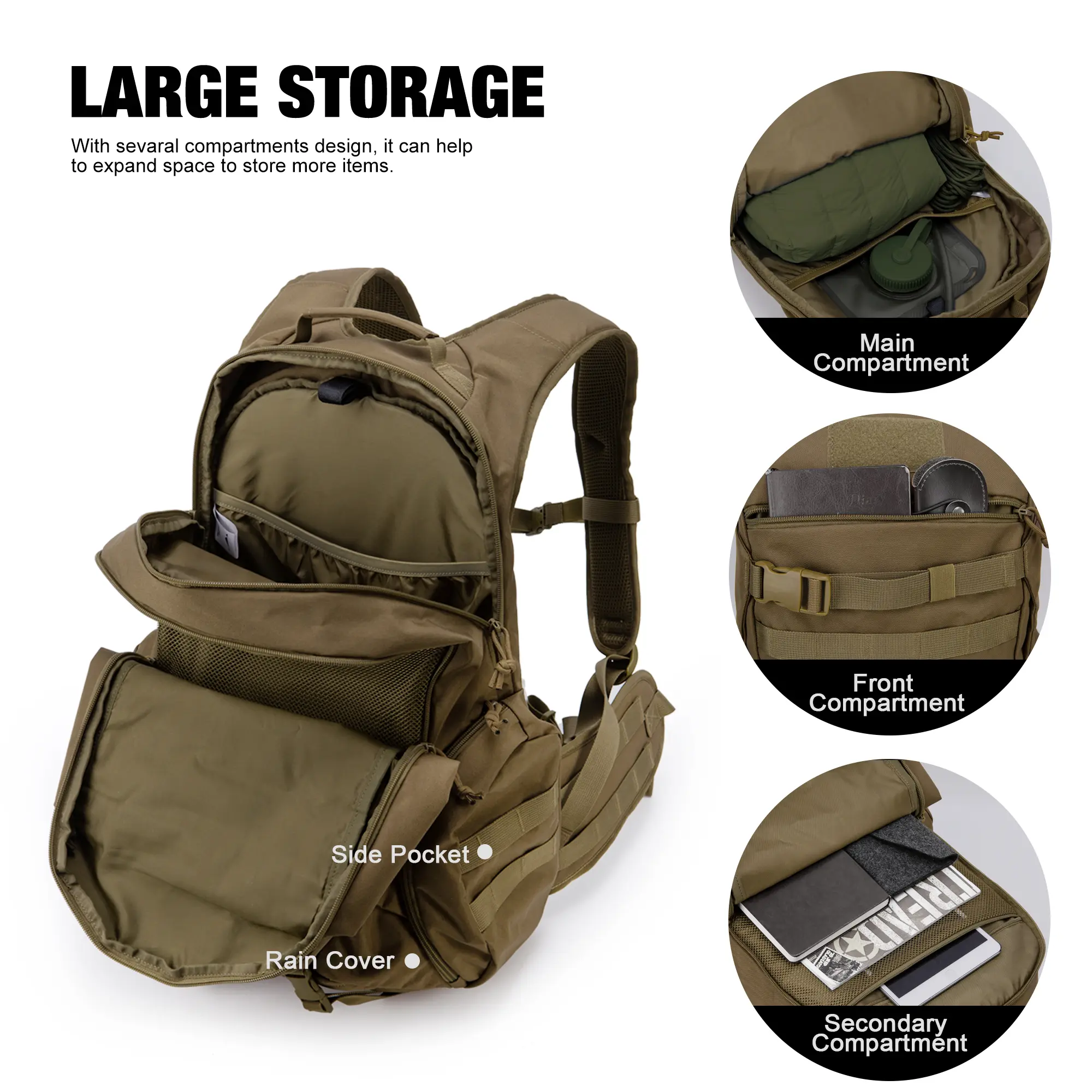 Mardingtop 28L camping military tactical backpack Molle hiking backpack is suitable for cycling outdoor activities hiking travel camping daily life Laptop Backpack