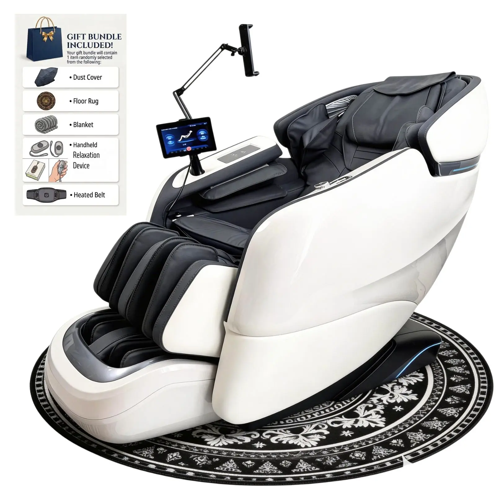 3xrelax Massage Chair BV-1 Shiatsu Massage Chair with Zero Gravity mode,Thai Massage mode, Heating,  S & L shaped Track, Voice Control & Remote Control, Phone Holder, Remote Phone Controller, 2026 New, White/Black