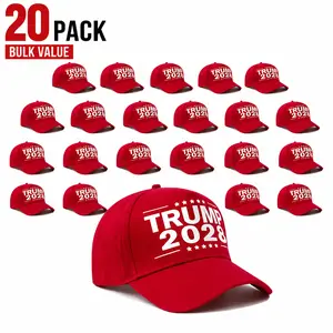 20 Pack 2028 Red Baseball Cap, Adjustable Hats for Men Women, Unisex Curved Brim Snapback Caps, Bulk Group Party Hat Set