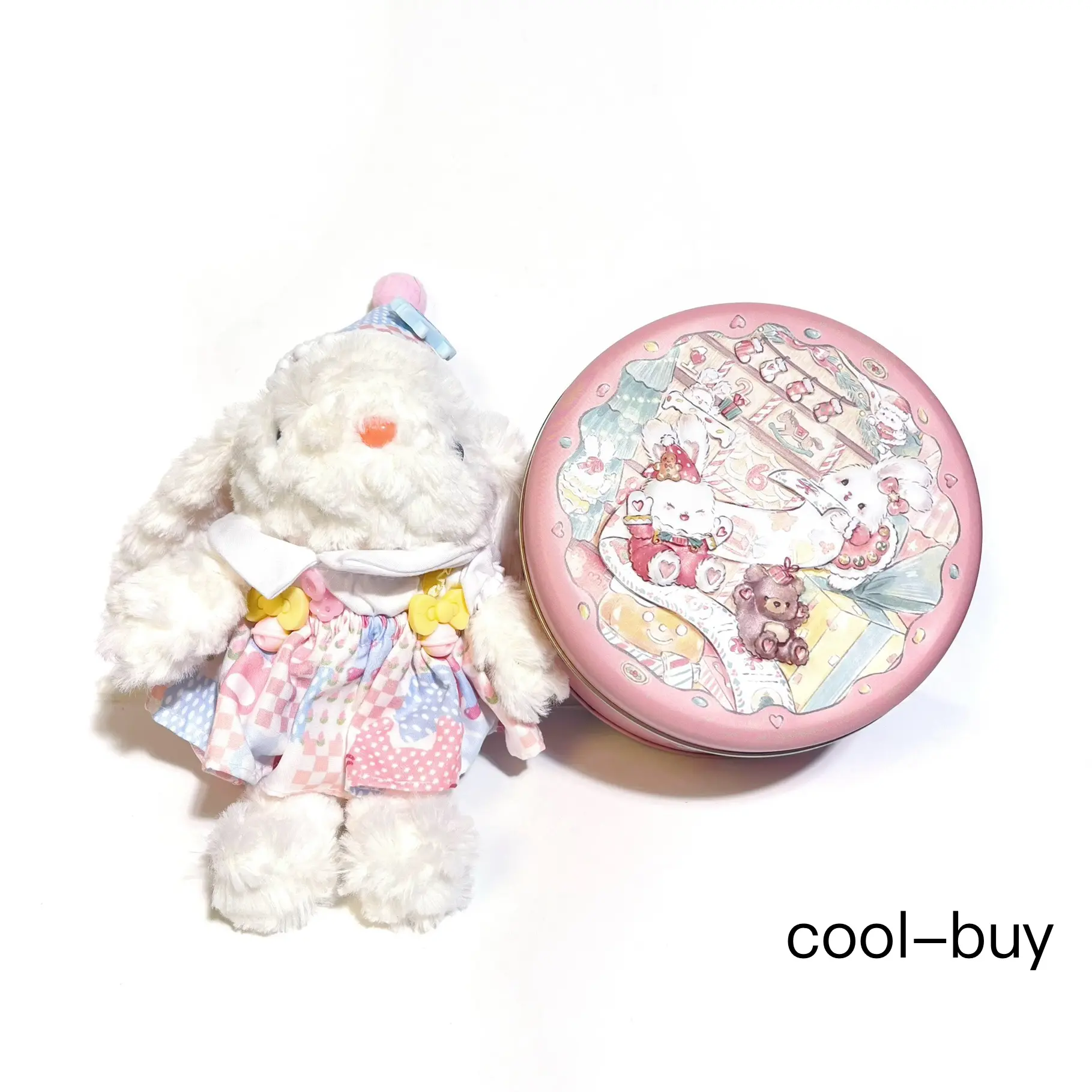 Lucky Bunny Keychain - Christmas Gift Handmade Adorable Charm with Matching Tin Box for Back-to-School Holidays & Birthday Gifts Soft Cuddly Bunny 7.5 Inches Tall