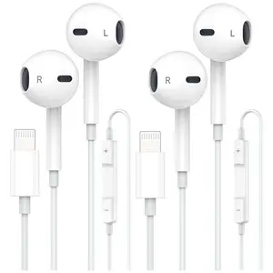 2 Pack Wired Earbuds for iPhone with Microphone & Volume Control, Noise Cancelling Earphones Compatible with iPhone 14/13/12/11/XR/XS/X/8/7/SE/Pro Max, In-Ear Headphones for iOS Devices
