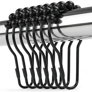Shower Curtain Hooks Rings, Rustproof Metal Shower Curtain Rings for Bathroom Shower Rods Curtains - Set of 12, Matte Black 2026 new
