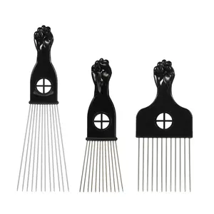 VOCOSTE 3pcs Metal Hair Pick, Metal African Hair Picks, Afro Hair Pick Comb for Women and Men, Afro Comb for Fluffy, Thick, Curly Hair, 9.06"x2.83", 6.89"x2.20", 6.61"x2.83"